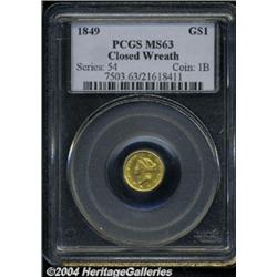 1849[G$1] Closed Wreath MS63 PCGS.