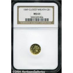 1849[G$1] Closed Wreath MS63 NGC.