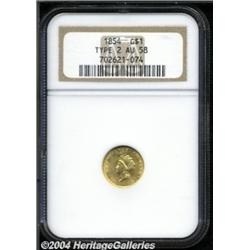 1854[G$1] Type Two AU58 NGC.