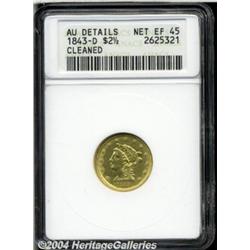 1843-D[$2 1/2] Small D--Cleaned--ANACS. AU Details, Net XF45.