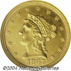 1867[$2 1/2] AU58 NGC.