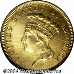 1858[$3] Unc Details, Burnished, NCS.