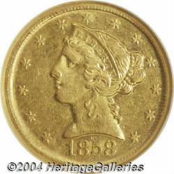 1858-D[$5] AU53 NGC.