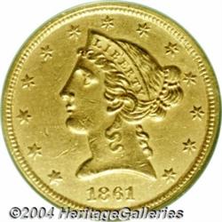 1861-C[$5] AU Details, Burnished, NCS.