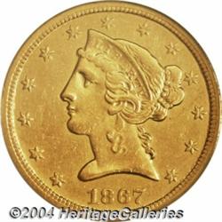 1867-S[$5] AU Details, Improperly Cleaned, NCS.