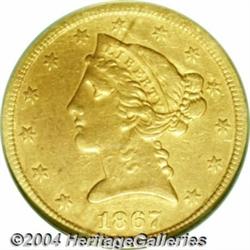 1867-S[$5] AU Details, Obverse Repaired, NCS.