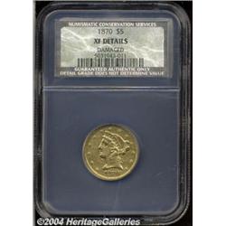 1870[$5] XF40 Details, Damaged, NCS.