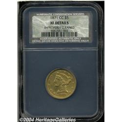 1871-CC[$5] XF40 Details, Improperly Cleaned, NCS.