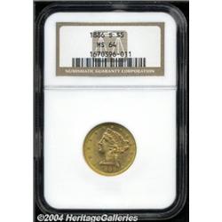 1886-S[$5] MS64 NGC.