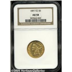 1891-CC[$5] AU58 NGC.