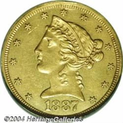 1887[$5] Proof, Improperly Cleaned, NCS.