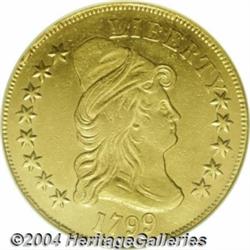 1799[$10] Small Stars Obverse--Repaired, Whizzed--ANACS. AU Details, Net XF40.