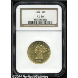 1874[$10] AU58 NGC.