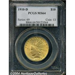 1910-D[$10] MS64 PCGS.