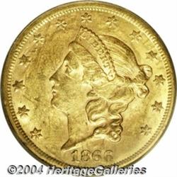 1866-S[$20] Motto AU58 PCGS.