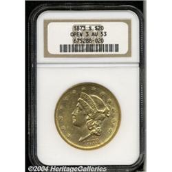 1873-S[$20] Open 3 AU53 NGC.