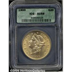 1900[$20] AU58 ICG.