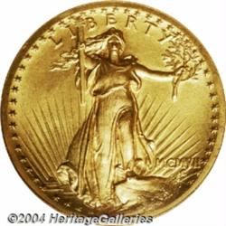 1907[$20] High Relief, Wire Rim MS64 NGC.