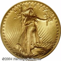 1907[$20] High Relief, Flat Rim MS64 NGC.