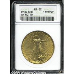 1908[$20] No Motto MS62 ANACS.