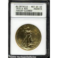 1910-S[$20]--Tooled, Cleaned--ANACS. AU Details, Net XF40.