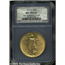 1913-D[$20] MS60 Details, Obverse Improperly Cleaned, NCS.