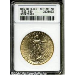 1922[$20]--Scratched--ANACS. Unc Details, Net MS60.