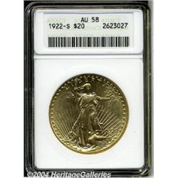 1922-S[$20] AU58 ANACS.
