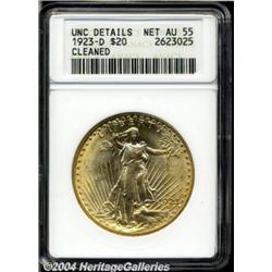 1923-D[$20]--Cleaned--ANACS. Unc Details, Net AU55.
