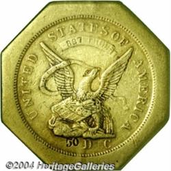 1851[$50 LE] Humbert Fifty Dollar, 887 Thous. 50 Rev. Genuine (XF Details), Tooled, NCS.