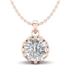 1.14 CTW VS/SI Diamond Solitaire Art Deco Stud Necklace 18K Rose Gold - REF-205N5Y - 36843