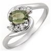 Image 1 : 0.70 CTW Green Sapphire & Diamond Ring 10K White Gold - REF-17W5F - 10505