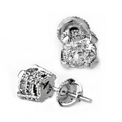 2.0 CTW Certified VS/SI Diamond Solitaire Stud Earrings 14K White Gold - REF-457F2N - 10456