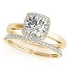 Image 1 : 1.08 CTW Certified VS/SI Diamond 2Pc Wedding Set Solitaire Halo 14K Yellow Gold - REF-200X2T - 30734