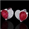 Image 1 : 2.50 CTW Ruby & Micro Pave VS/SI Diamond Earrings 10K White Gold - REF-33M8H - 20077