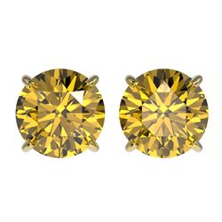 2.57 CTW Certified Intense Yellow SI Diamond Solitaire Stud Earrings 10K Yellow Gold - REF-427X5T - 