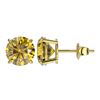 Image 2 : 2.57 CTW Certified Intense Yellow SI Diamond Solitaire Stud Earrings 10K Yellow Gold - REF-427X5T - 