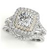 Image 1 : 1.82 CTW Certified VS/SI Diamond 2Pc Set Solitaire Halo 14K White & Yellow Gold - REF-408W5F - 30704