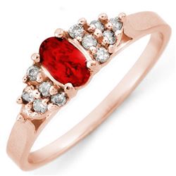 0.74 CTW Red Sapphire & Diamond Ring 14K Rose Gold - REF-28N4Y - 10200