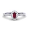 Image 1 : 0.56 CTW Ruby & Micro Pave VS/SI Diamond Ring Halo 18K White Gold - REF-31H3A - 21392