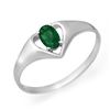 Image 1 : 0.25 CTW Emerald Ring 10K White Gold - REF-9W6F - 12424