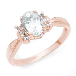 1.06 CTW Aquamarine & Diamond Ring 14K Rose Gold - REF-30F9N - 14402