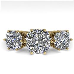 2.0 CTW Past Present Future Certified VS/SI Cushion Diamond Ring 18K Yellow Gold - REF-414W2F - 3592