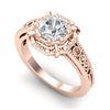 1 CTW VS/SI Diamond Solitaire Art Deco Ring 18K Rose Gold - REF-318T3M - 36873