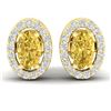 0.75 CTW Citrine & Micro Pave VS/SI Diamond Earrings Halo 18K Yellow Gold - REF-34F5N - 21184