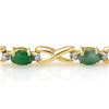 Image 2 : 5.85 CTW Emerald & Diamond Bracelet 10K Yellow Gold - REF-78H9A - 14346