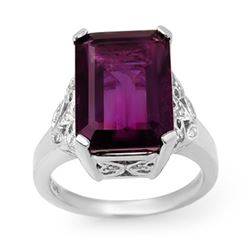 8.20 CTW Amethyst & Diamond Ring 14K White Gold - REF-57F8N - 14195