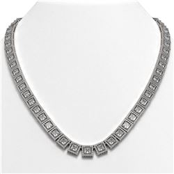41.80 CTW Princess Diamond Designer Necklace 18K White Gold - REF-7719N3Y - 42722