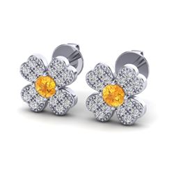 0.54 CTW Citrine & Micro Pave VS/SI Diamond Earrings 18K White Gold - REF-29M6H - 20042