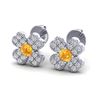 0.54 CTW Citrine & Micro Pave VS/SI Diamond Earrings 18K White Gold - REF-29M6H - 20042